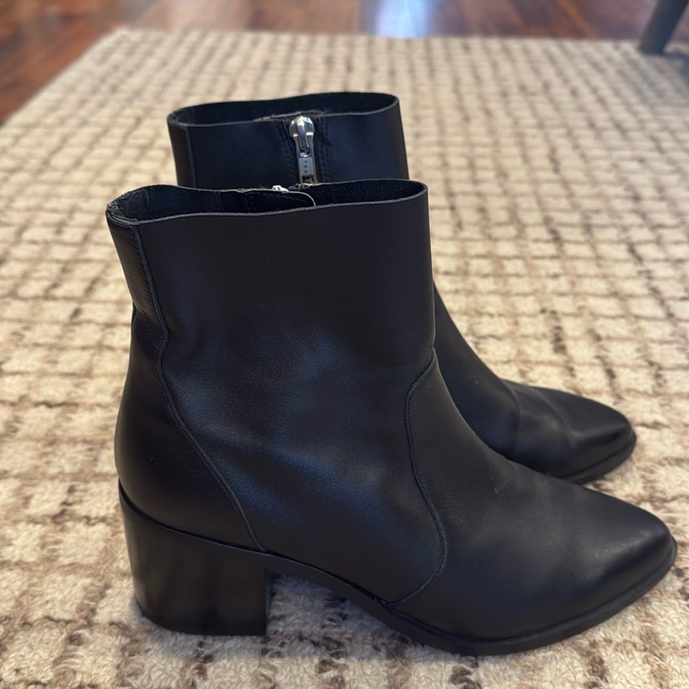 Black leather ankle boots